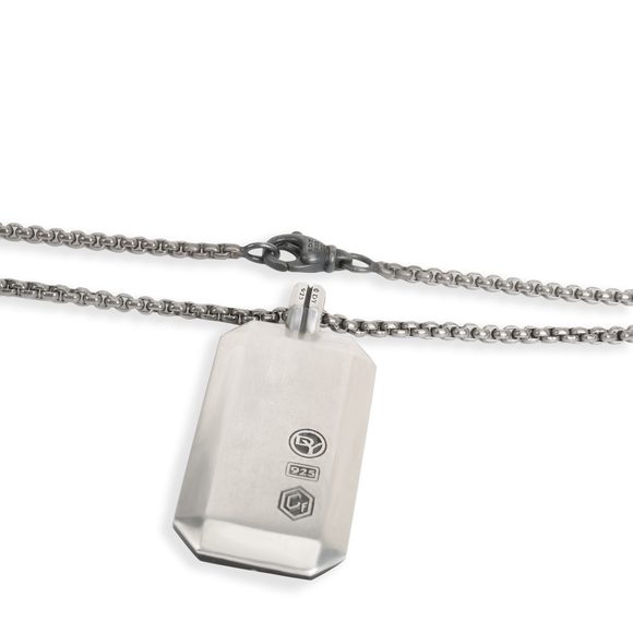 David Yurman Black Diamond Titanium & Carbon Dog Tag Pendant in Silver 1.7 CTW - Picture 4 of 5